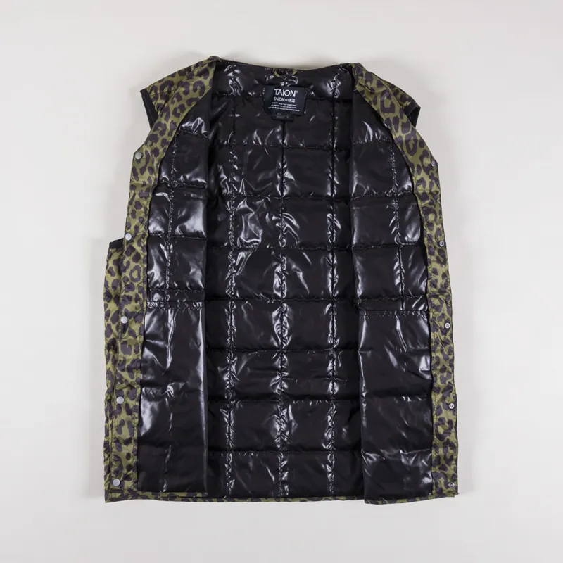 Taion V Neck Button Down Vest Leopard-1