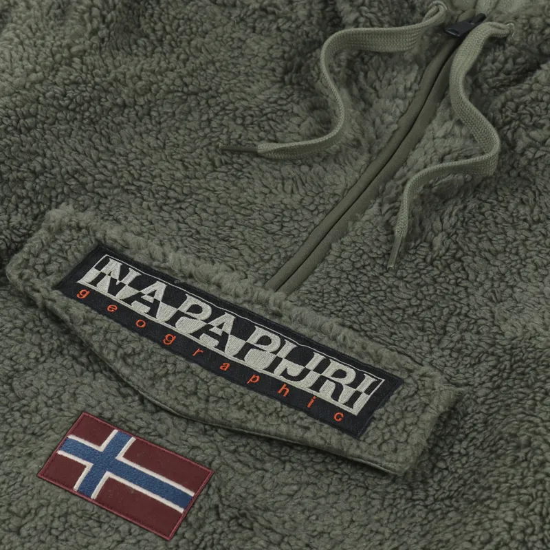 Napapijri Burgee Fleece Hoodie Green Lichen-5