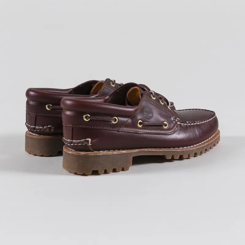 靴 Timberland AUTHENTIC HANDSEWN BOAT SHOE Men's 3-Eye Lug Handsewn Boat Shoe - Burgundy | Timberland US