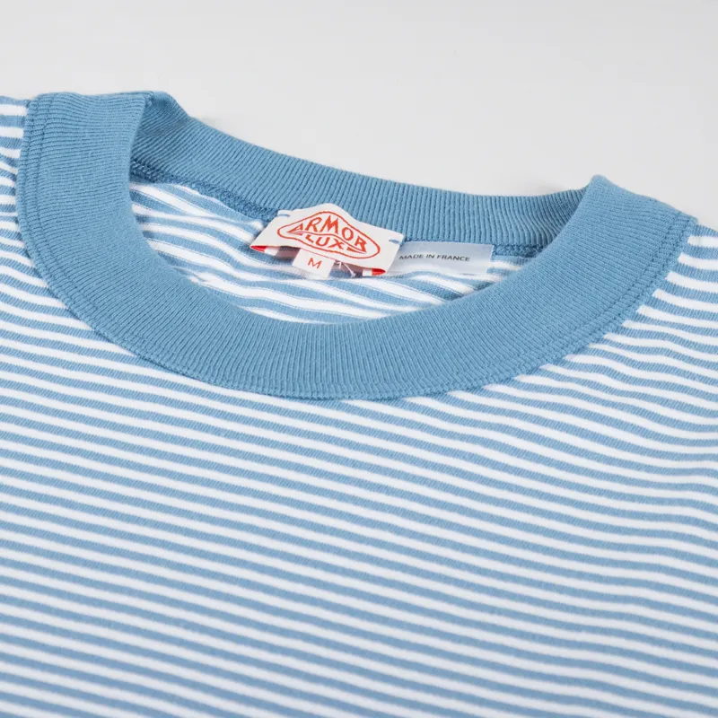 Armor Lux Heritage Stripe T Shirt Bleu St Lo Blanc-3