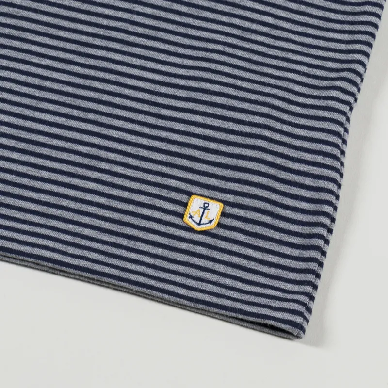 Armor Lux Heritage Stripe T Shirt Misty Grey Deep Marine-2