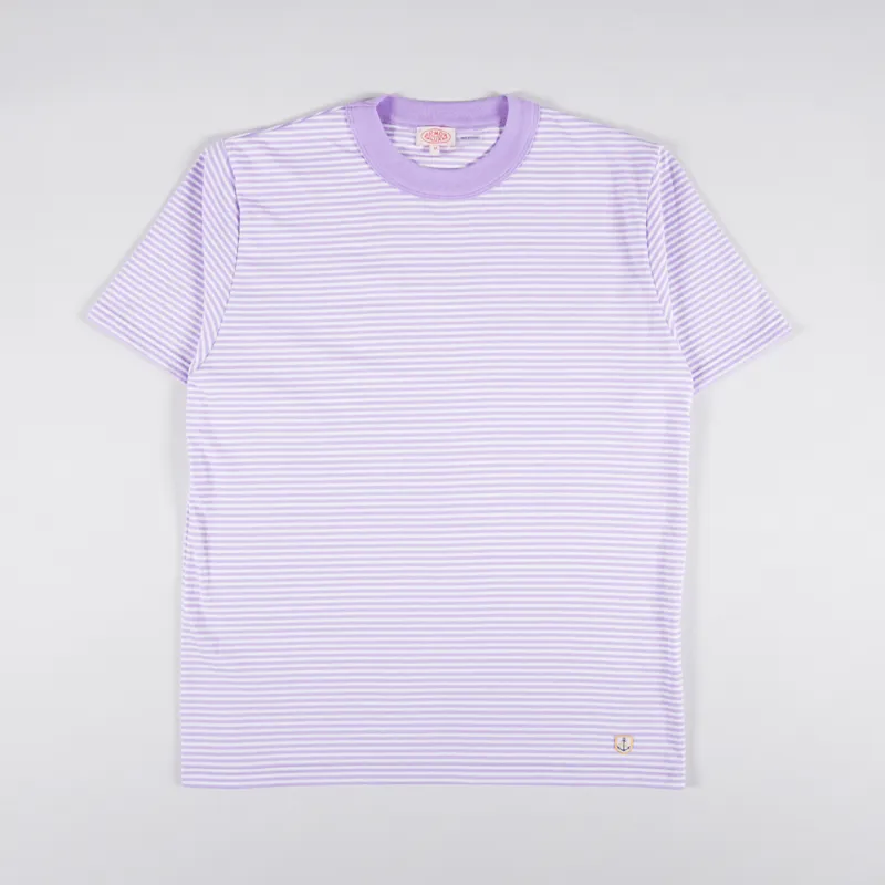 Armor Lux Heritage Stripe T Shirt Pastel Lilac Milk