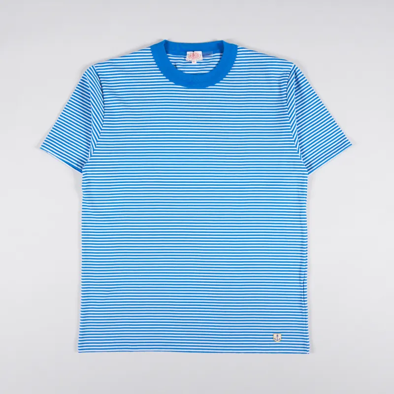 Armor Lux Heritage Stripe T Shirt Royal Blue Milk