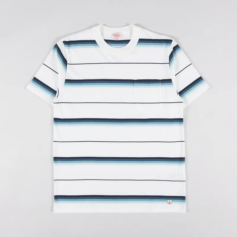 Armor Lux Jacquard Heritage T Shirt White Degrade Deep Marine