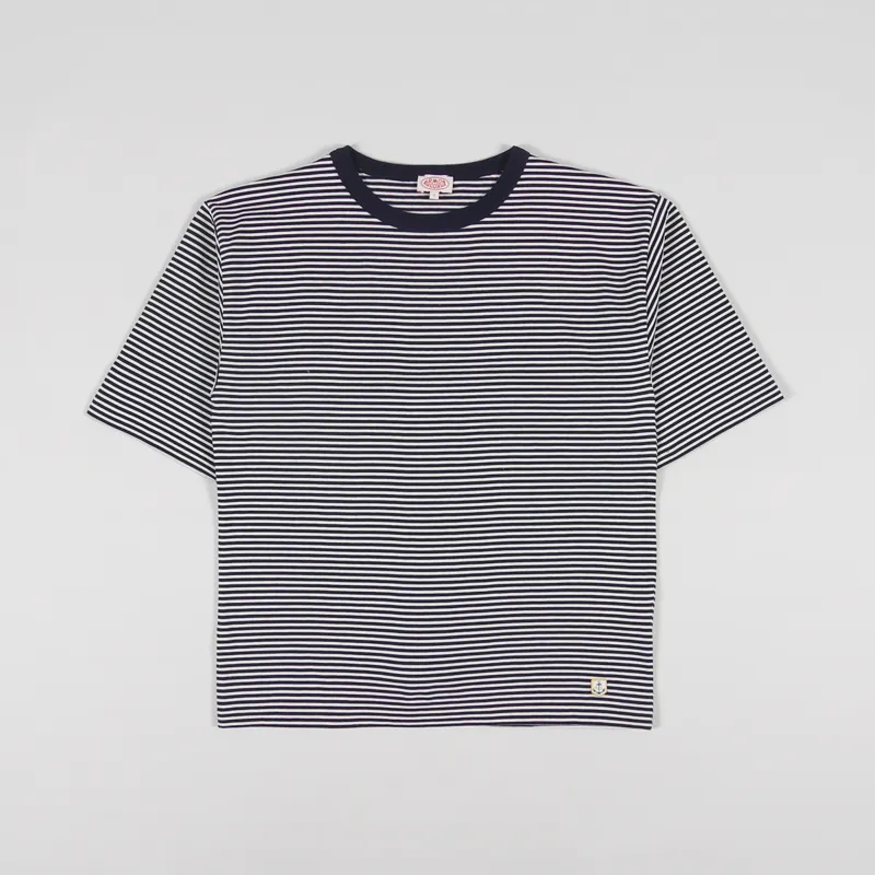 Armor Lux Womens MC Heritage T Shirt Dark Blue White