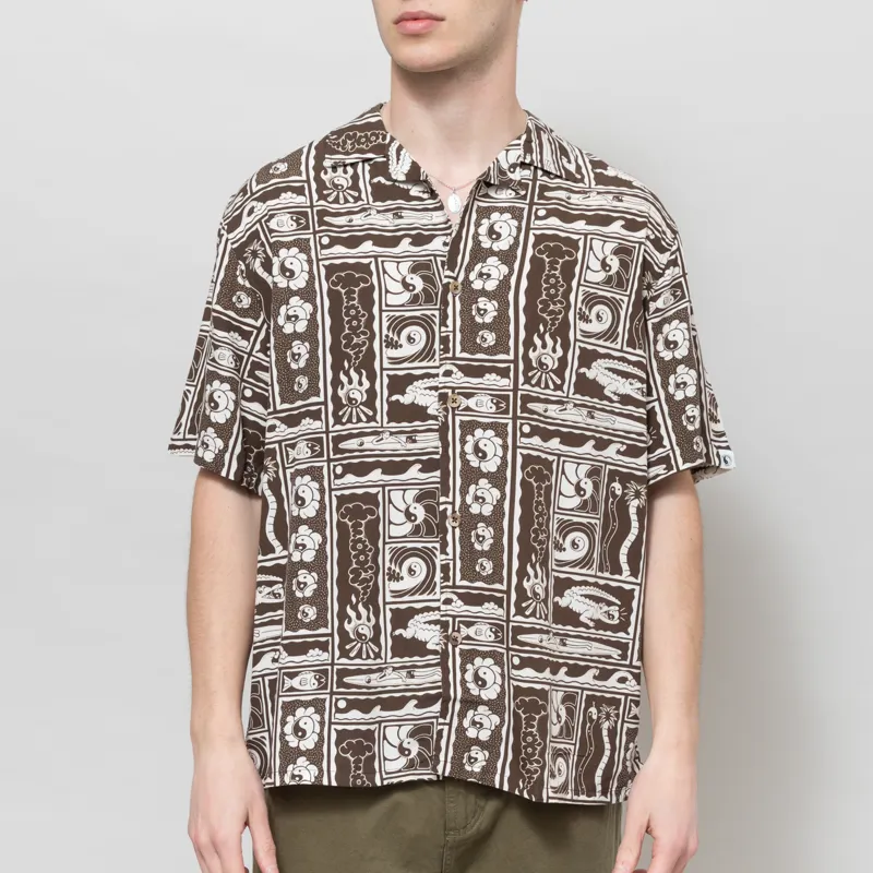 T and C Surf Aloha Shirt Brown
