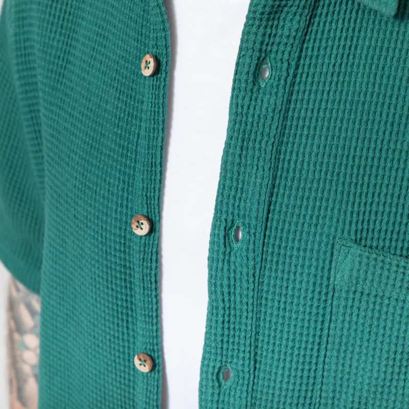 T and C Surf Waffle Shirt Green Sea-3