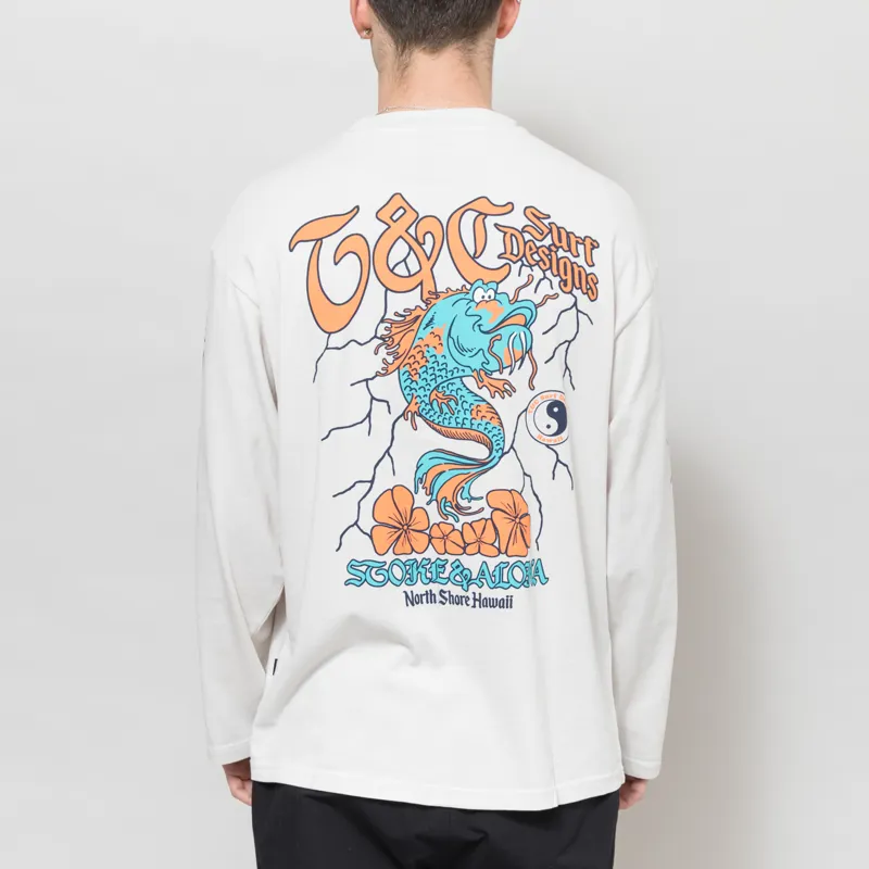 T and C Surf Koi Lightning Long Sleeve T Shirt Light Grey