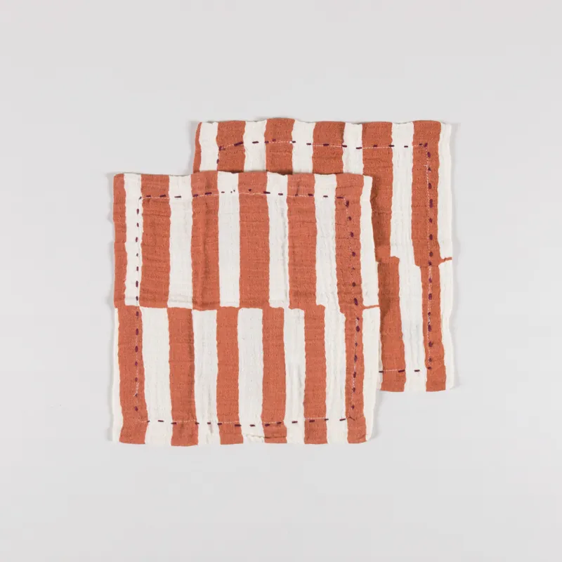 HKLIVING Cotton Napkins Striped Tangerine 2 Pack