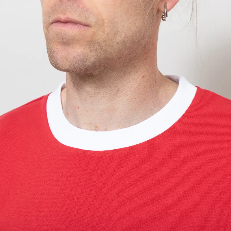 Percival Motel Cut and Sew T Shirt White Red-3