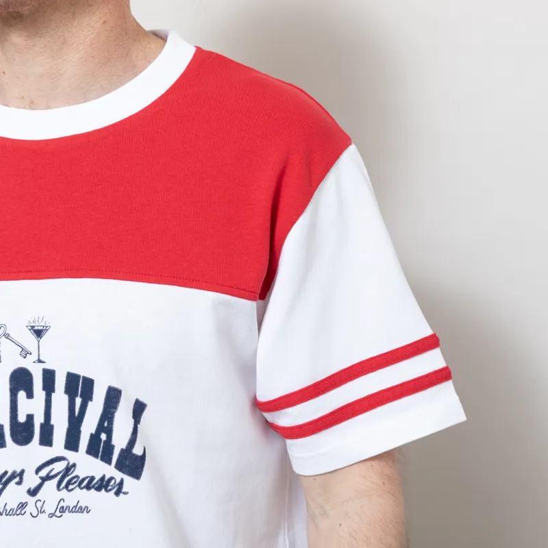 Percival Motel Cut and Sew T Shirt White Red-4