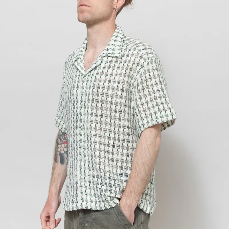 Percival Freddie Crochet Boxy Shirt Green-1