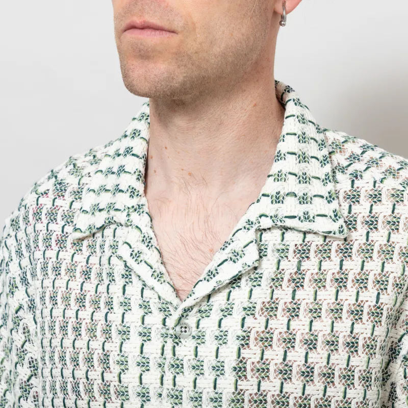 Percival Freddie Crochet Boxy Shirt Green-3