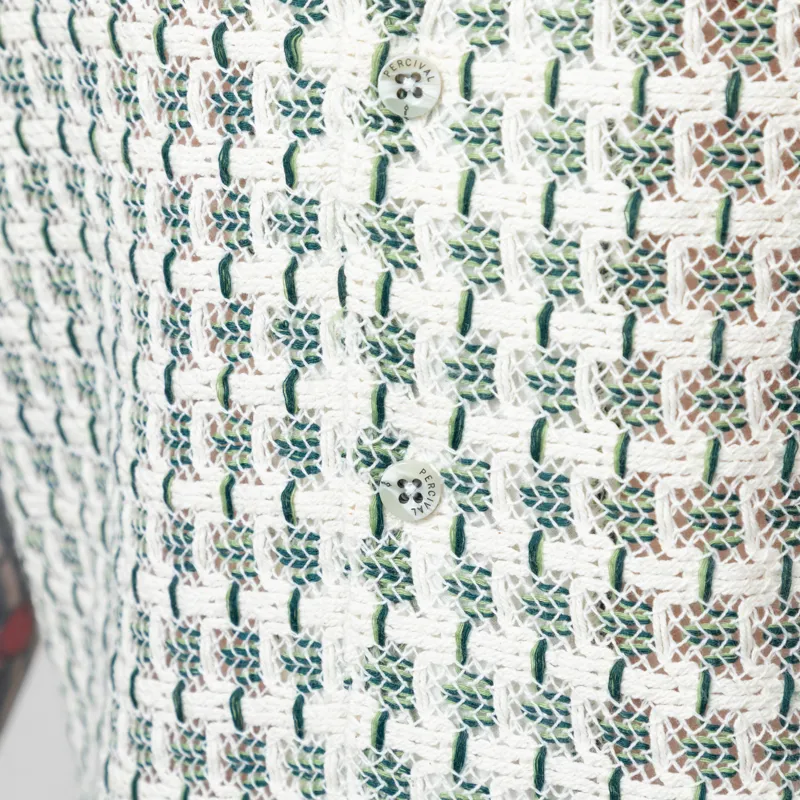 Percival Freddie Crochet Boxy Shirt Green-5