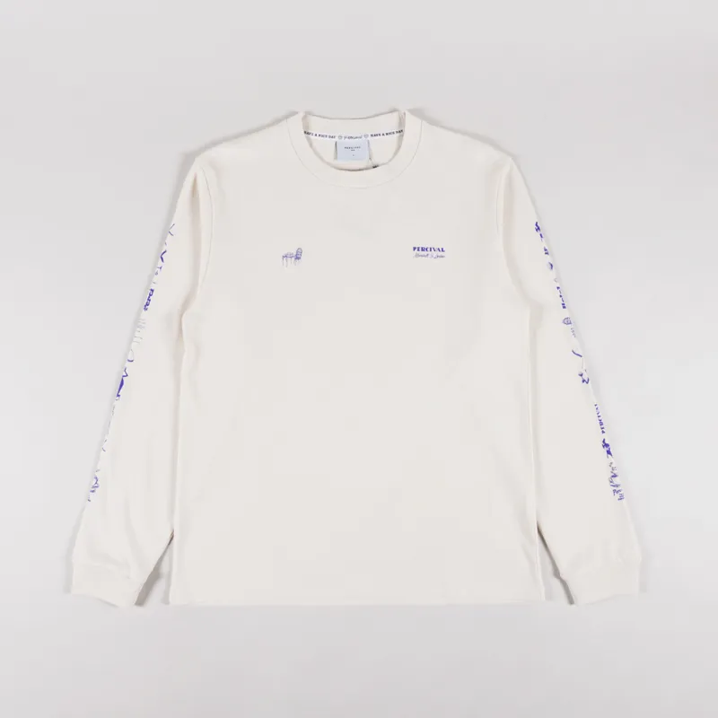 Percival Harlow Fine Wines Long Sleeve T Shirt Ecru-1