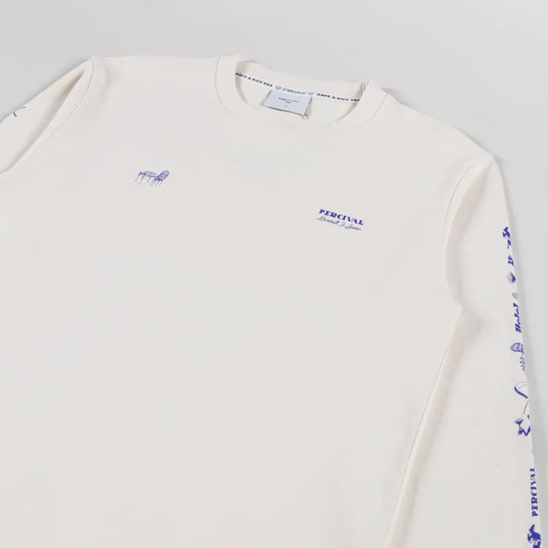 Percival Harlow Fine Wines Long Sleeve T Shirt Ecru-3