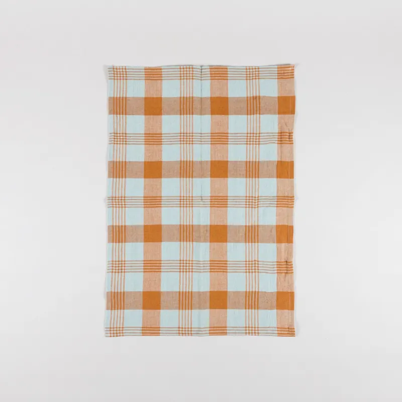 HKLIVING Vida Check Tea Towel Amber Blue