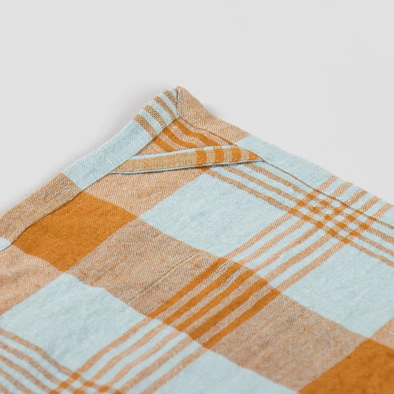 HKLIVING Vida Check Tea Towel Amber Blue-4