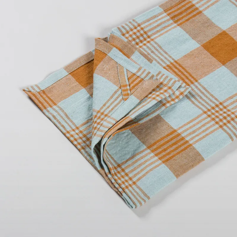 HKLIVING Vida Check Tea Towel Amber Blue-3