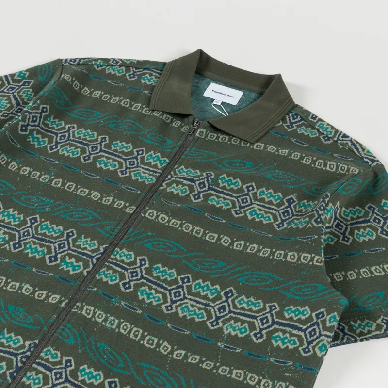 thisisneverthat Jungle Jacquard Zip Up Top Olive-2