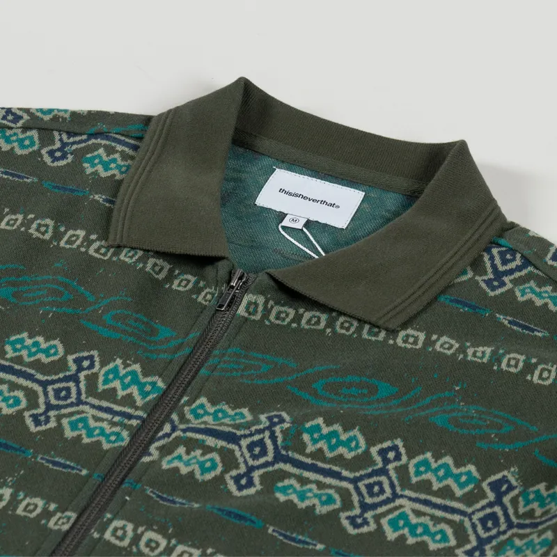 thisisneverthat Jungle Jacquard Zip Up Top Olive-4