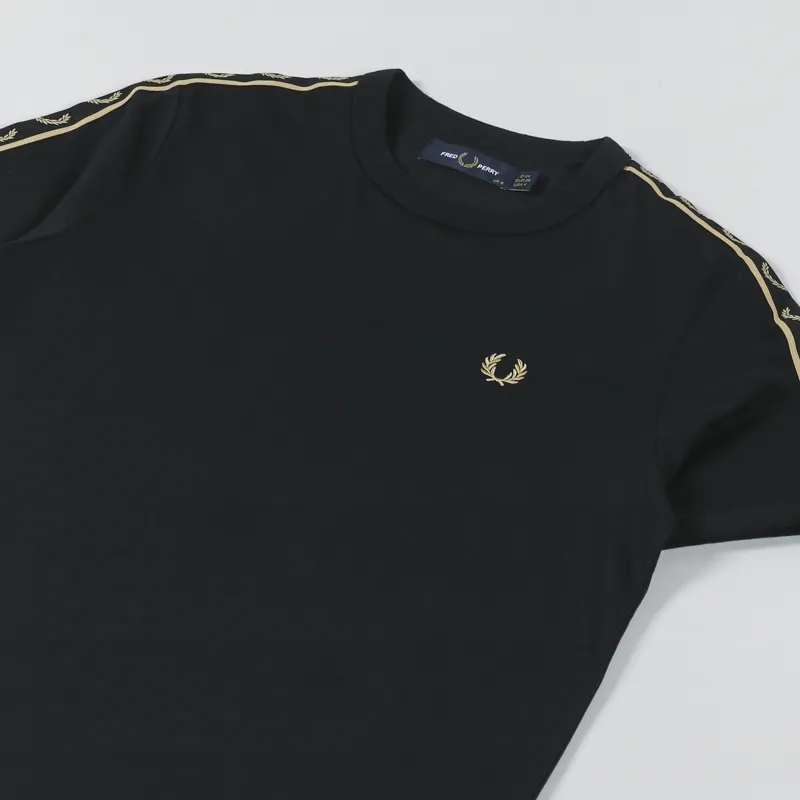 Fred Perry Womens Taped Ringer T Shirt Black