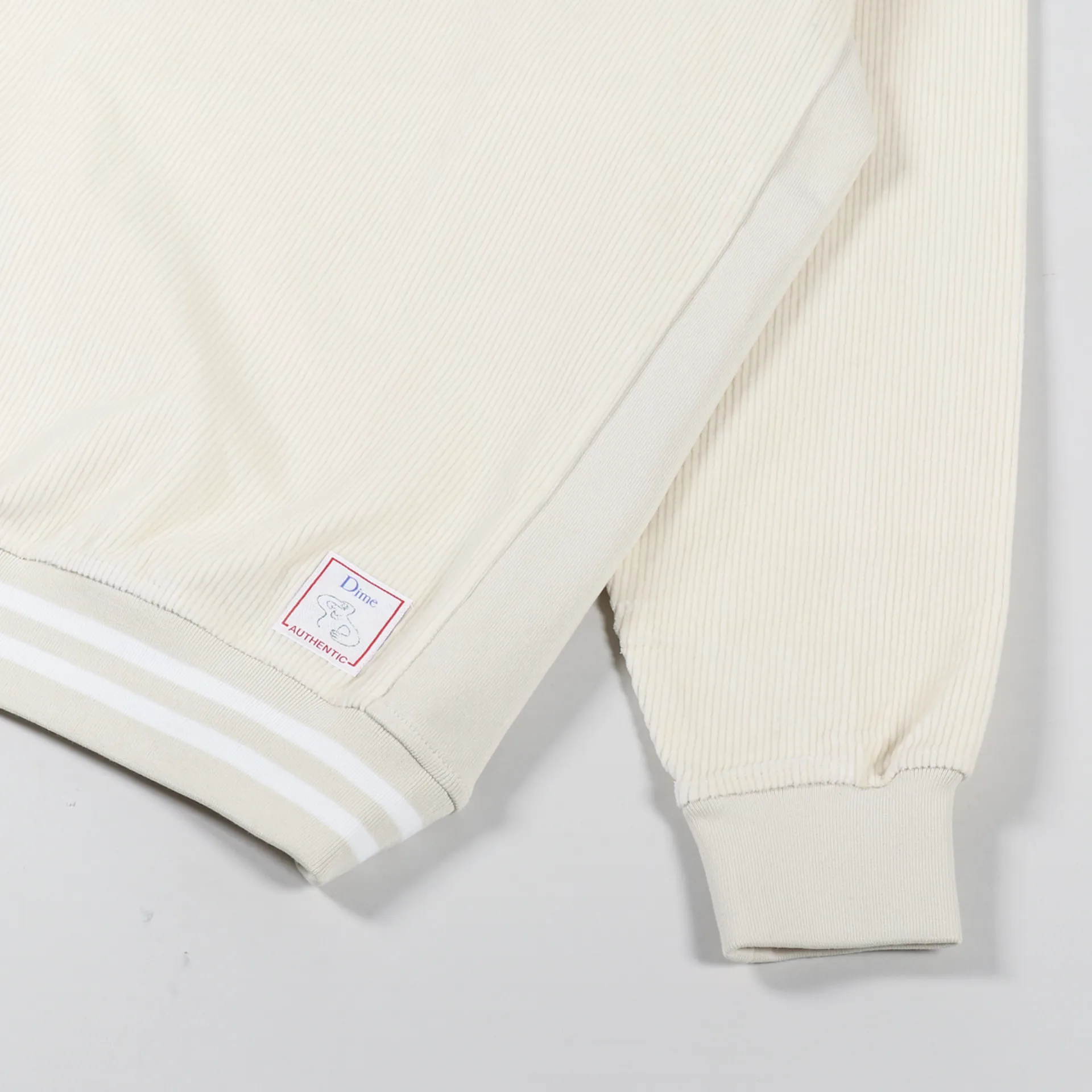 Dime MTL Mens Team Corduroy Crew Neck Sweatshirt Cream White