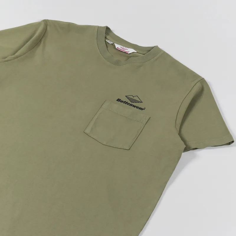Battenwear Team Pocket T Shirt Olive-3