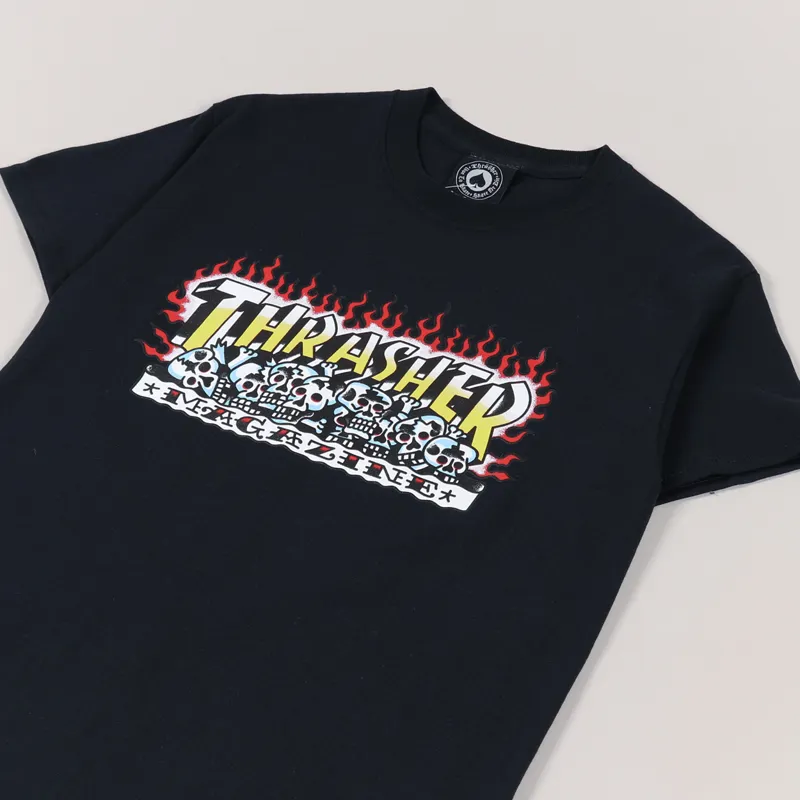 Thrasher Skateboard Magazine Krak Skulls T Shirt Black-1
