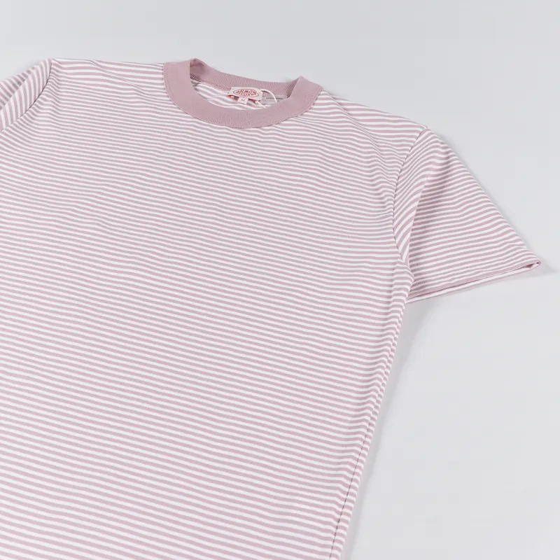 Armor Lux Heritage Stripe T Shirt Antic Pink White-2