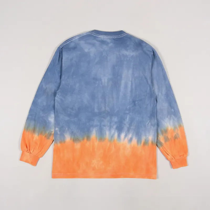 Flagstuff Tie Dye Long Sleeve T Shirt Blue Orange-1