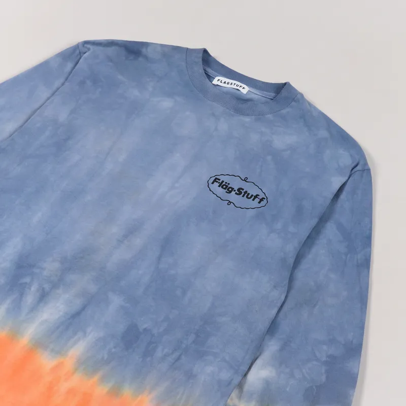 Flagstuff Tie Dye Long Sleeve T Shirt Blue Orange-4