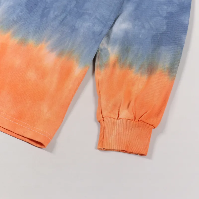Flagstuff Tie Dye Long Sleeve T Shirt Blue Orange-2