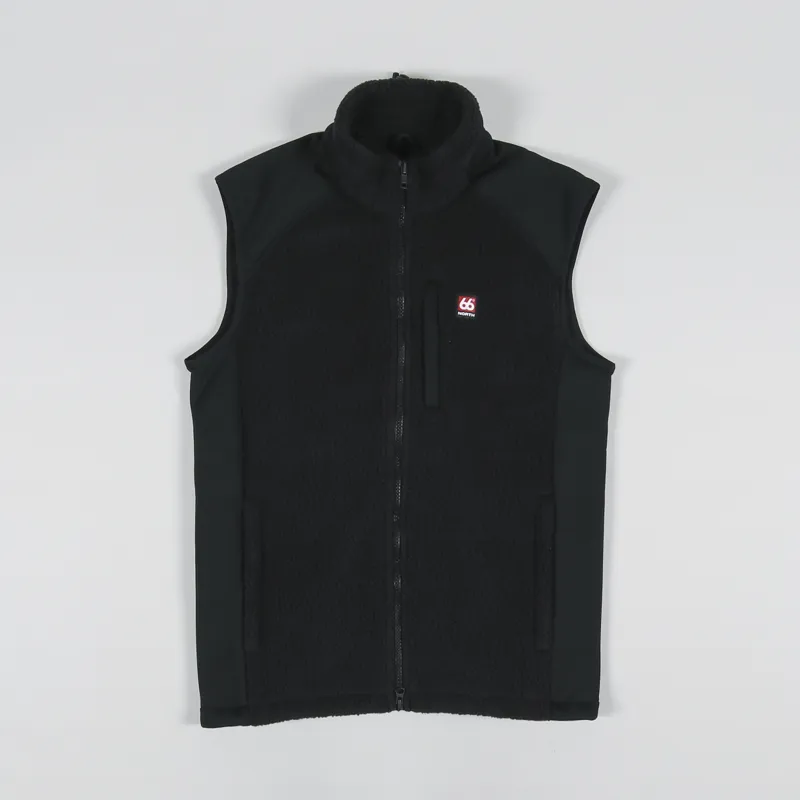 66 North Tindur Shearling Vest Black Recycled
