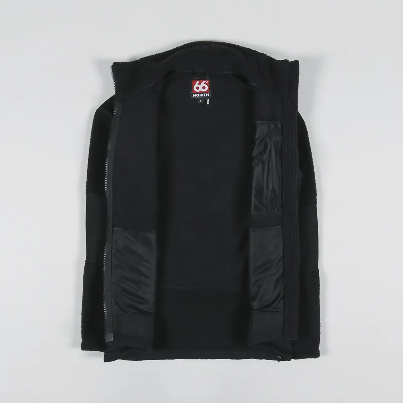 66 North Tindur Technical Shearling Jacket Black Recycled-1