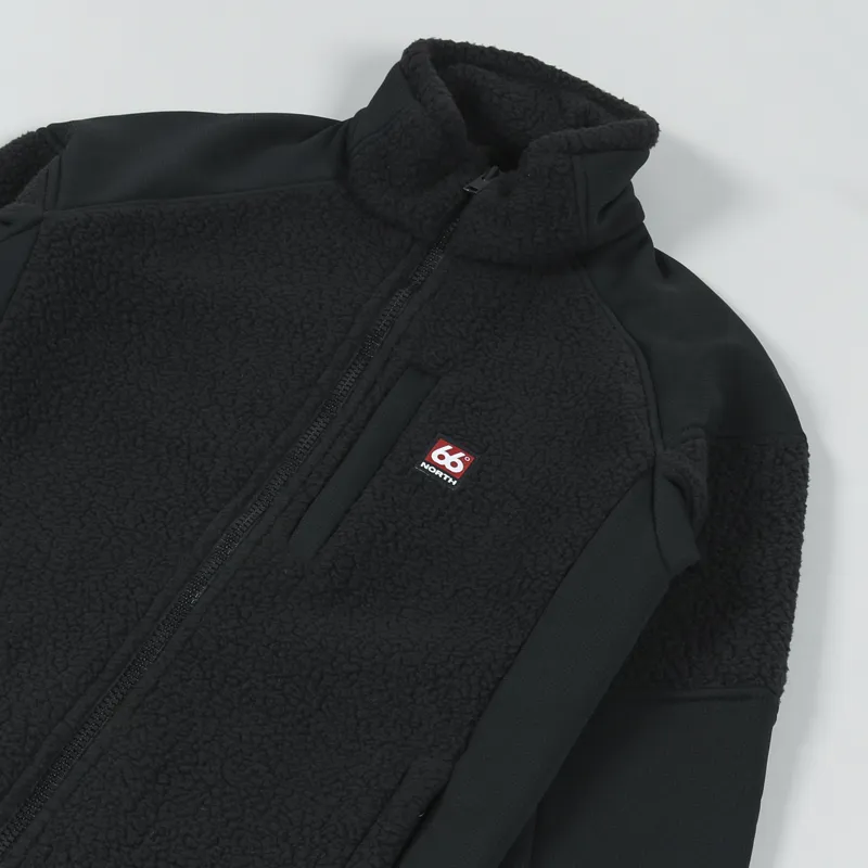 66 North Tindur Technical Shearling Jacket Black Recycled-3