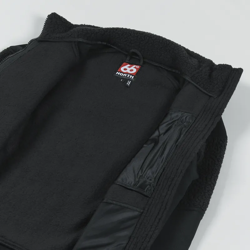 66 North Tindur Technical Shearling Jacket Black Recycled-4