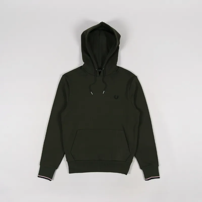 Fred Perry Tipped Hooded Sweatshirt Hunting Green