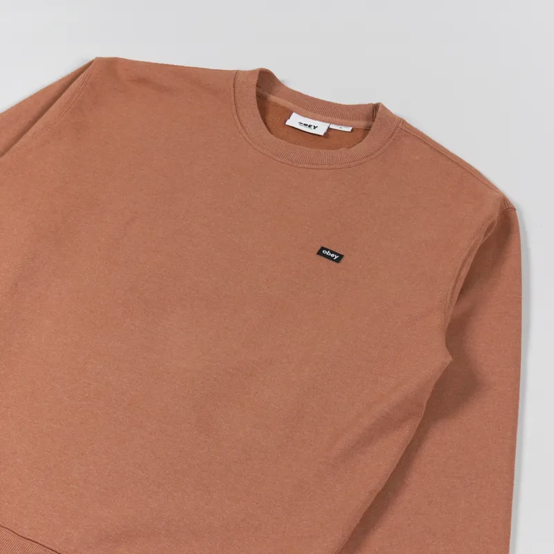 Obey Timeless Recycled Heavy Crew Sweat Brown Sugar-2