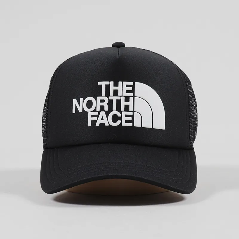 The North Face Logo Trucker Cap Black White-2