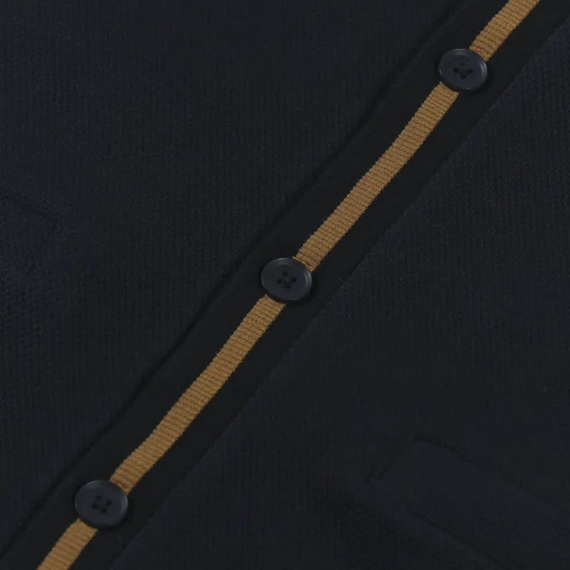 Fred Perry Taped Pique Texture Cardigan Navy-6