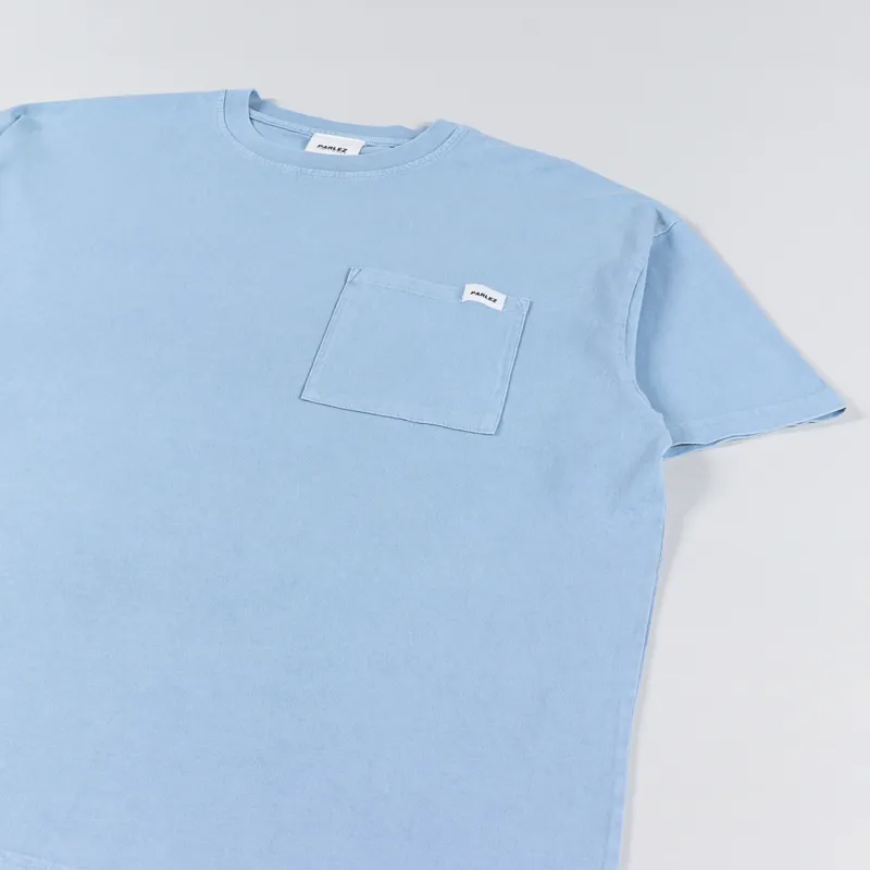 Parlez Trelow Oversized Pigment Pocket T Shirt Sky Blue Washed-1