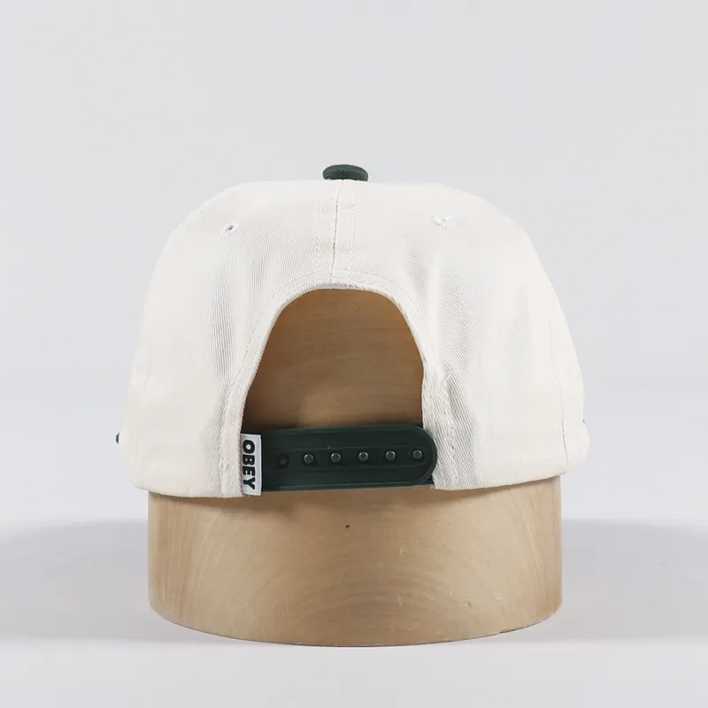 Obey Trip 6 Panel Snapback Cap Unbleached-3