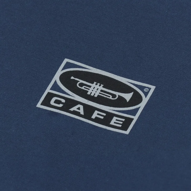 Skateboard Cafe Trumpet Logo T Shirt Navy-5