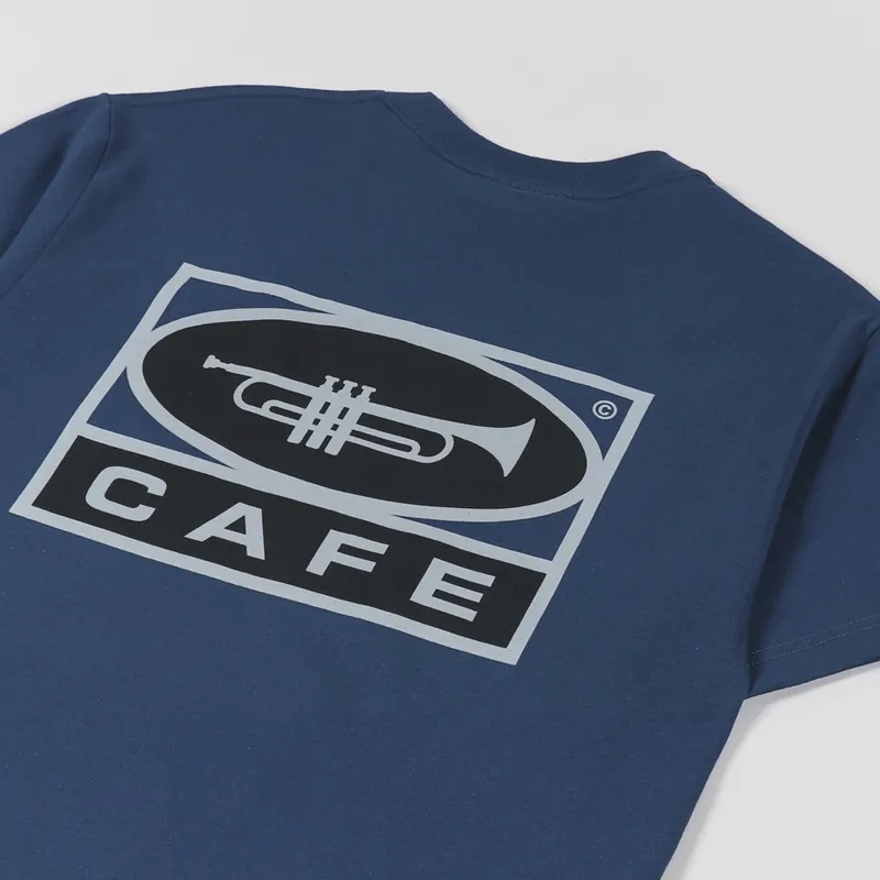 Skateboard Cafe Trumpet Logo T Shirt Navy-2