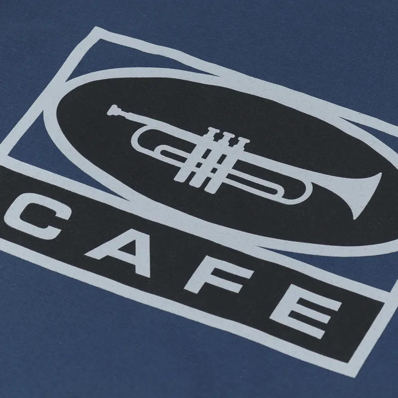 Skateboard Cafe Trumpet Logo T Shirt Navy-4