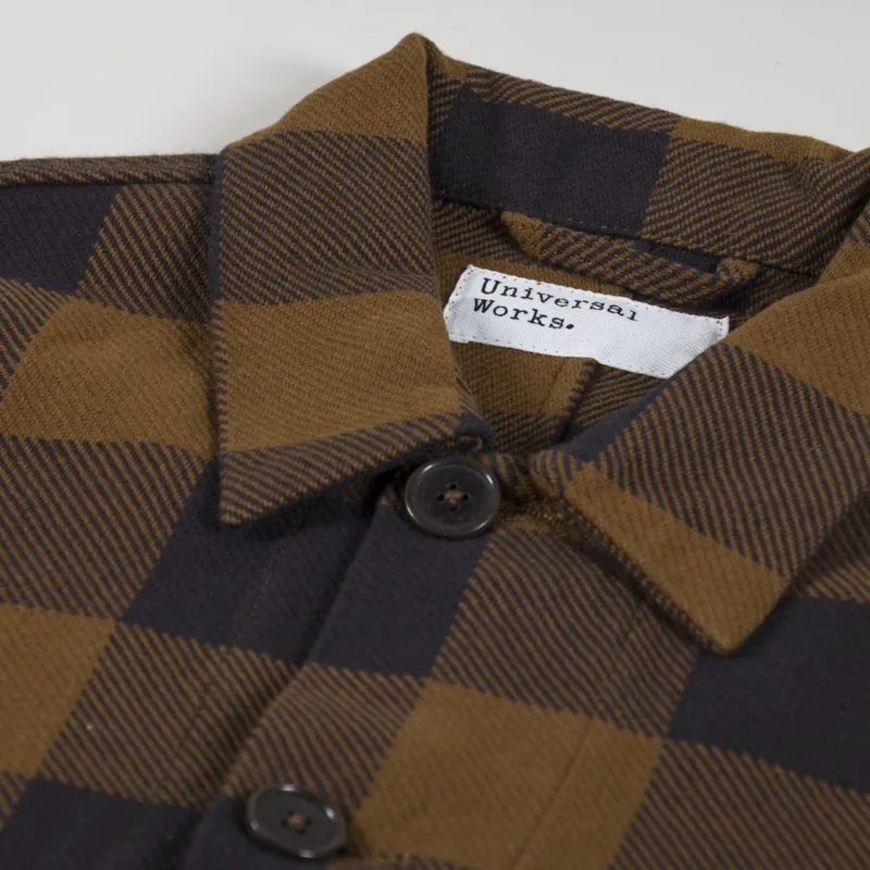 Universal Works Winter Gingham Travail Overshirt Brown-2