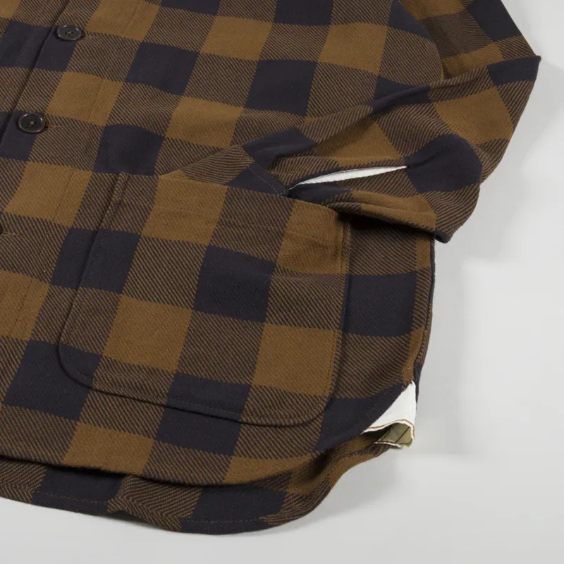 Universal Works Winter Gingham Travail Overshirt Brown-3