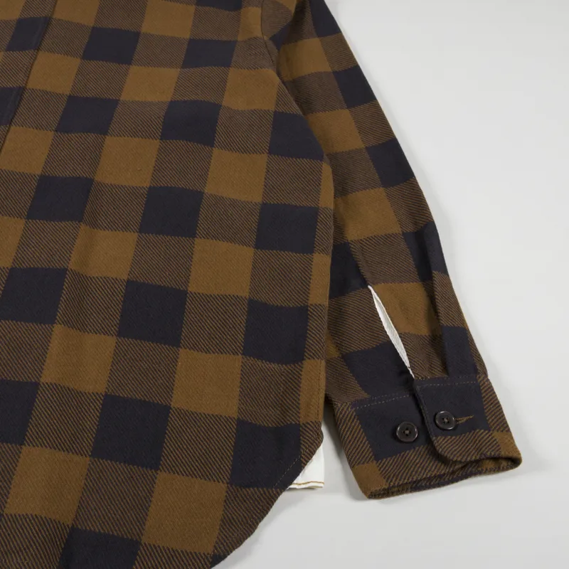 Universal Works Winter Gingham Travail Overshirt Brown-5