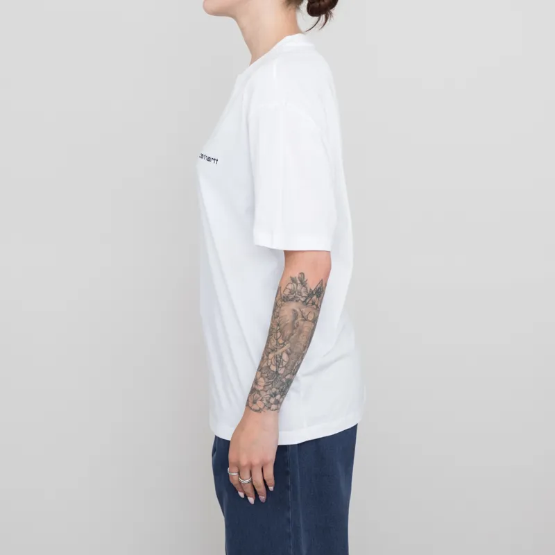 Carhartt WIP Womens Script Embroidery T Shirt White Black-1